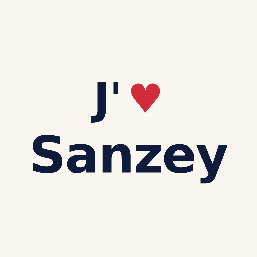 Tasse personnalisée Sanzey — design « J'aime Sanzey » imprimé sur la tasse