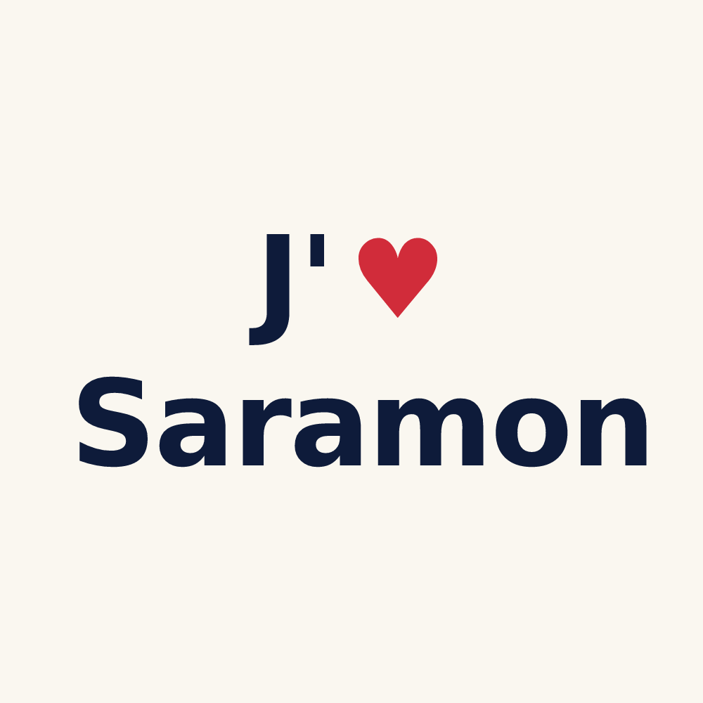 Tasse personnalisée Saramon — design J'aime Saramon