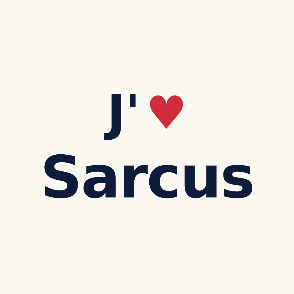 Tasse personnalisée Sarcus — design « J'aime Sarcus » imprimé sur la tasse