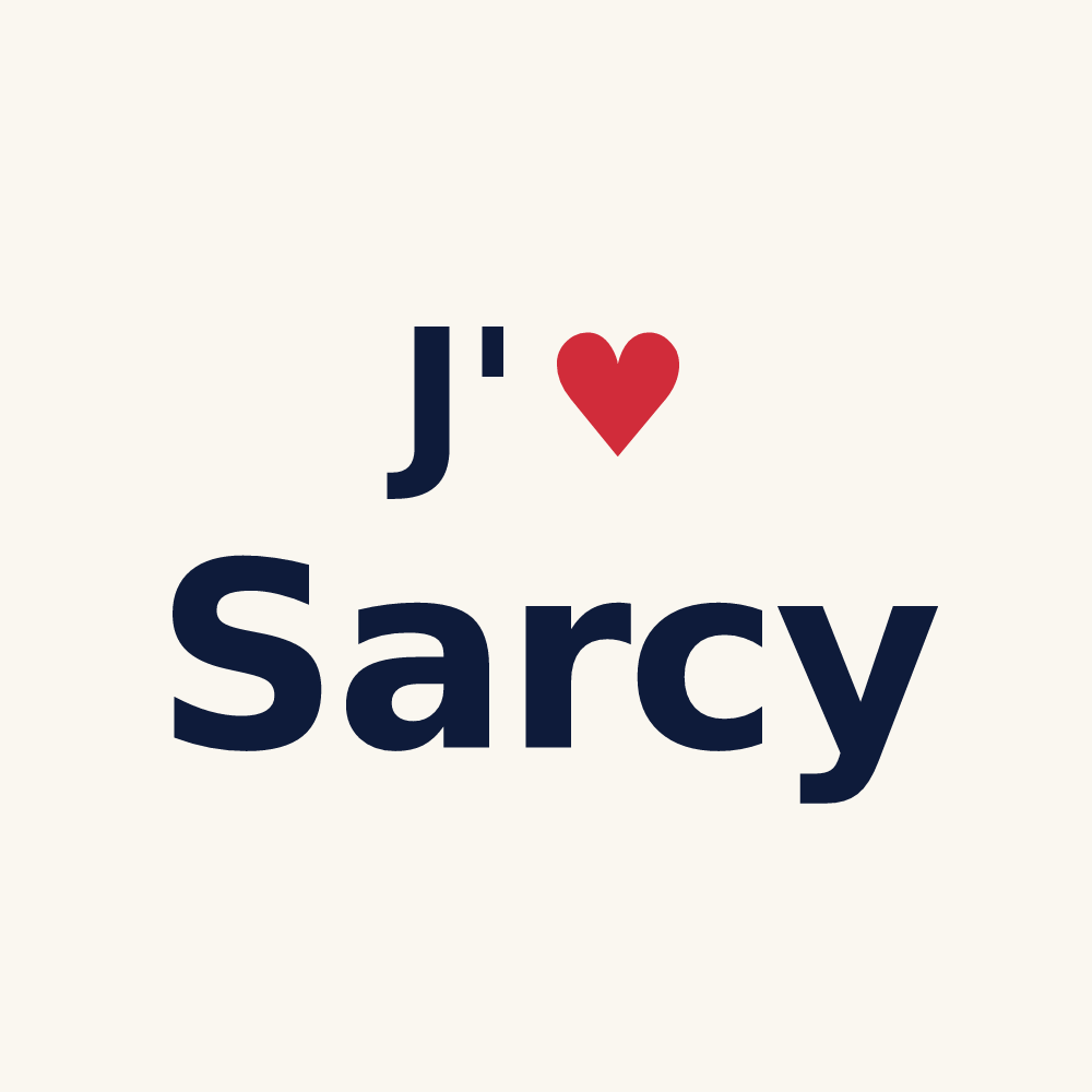 Tasse personnalisée Sarcy — design « J'aime Sarcy » imprimé sur la tasse