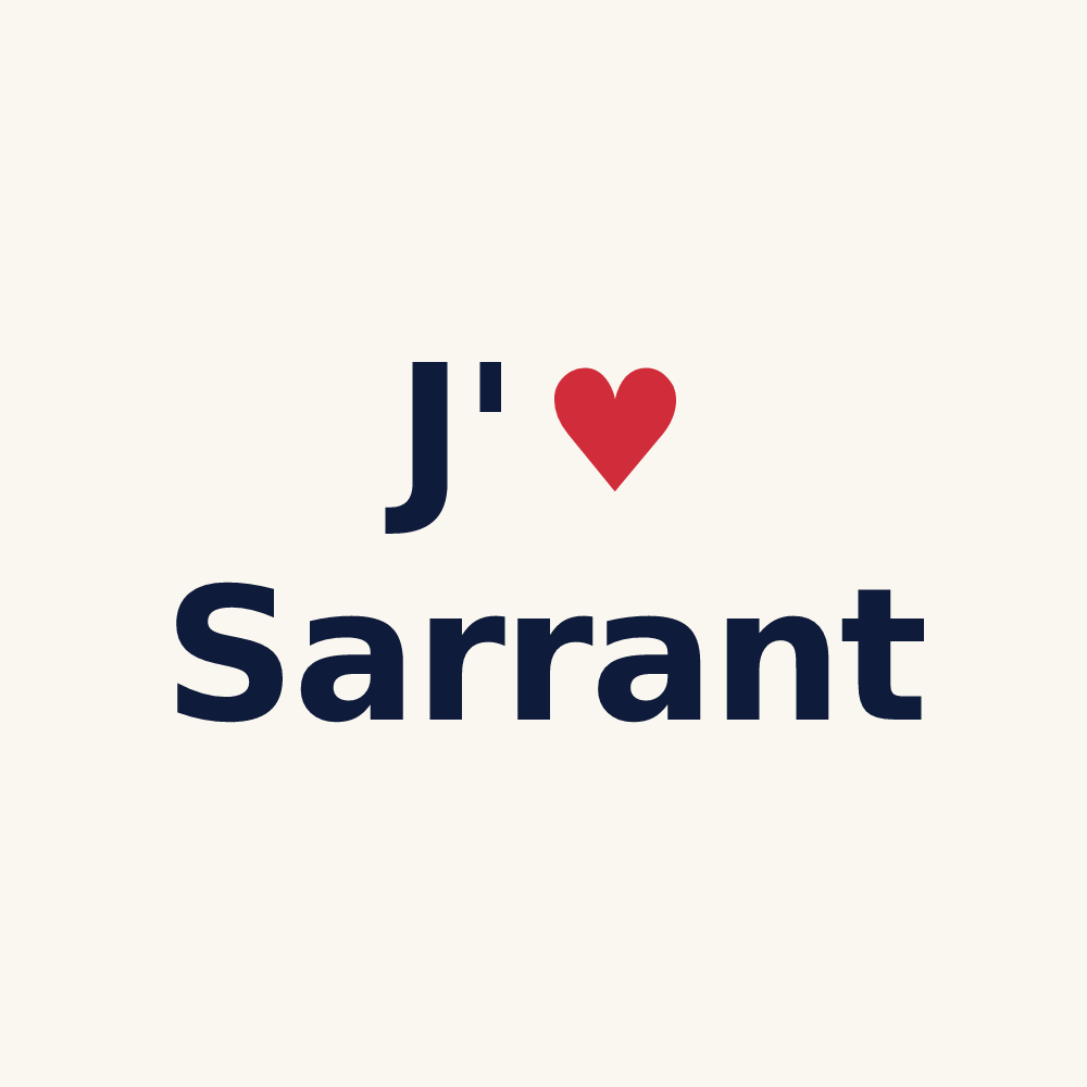 Tasse personnalisée Sarrant — design « J'aime Sarrant » imprimé sur la tasse