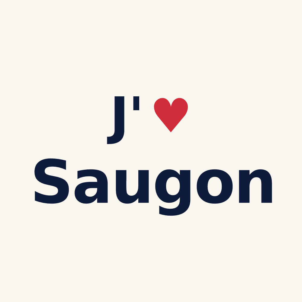 Tasse personnalisée Saugon — design J'aime Saugon