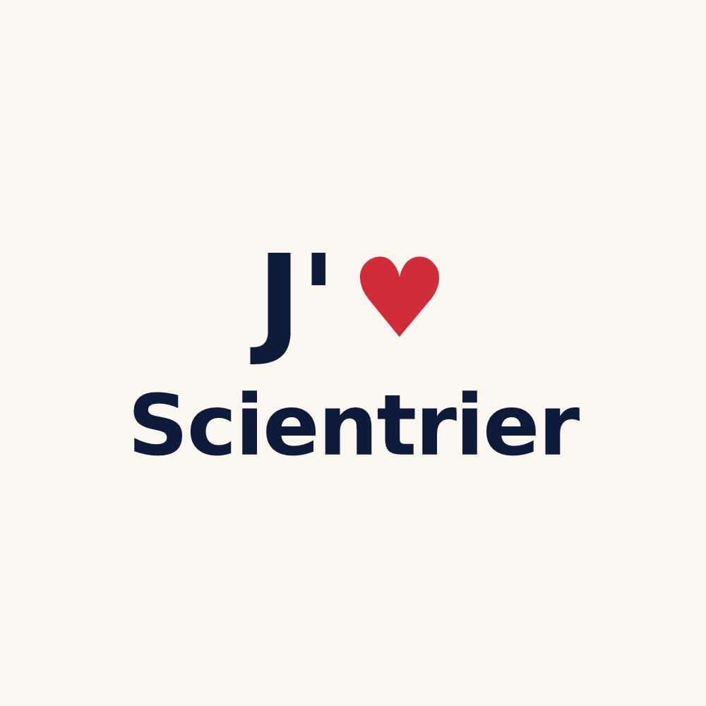 Tasse personnalisée Scientrier — design « J'aime Scientrier » imprimé sur la tasse