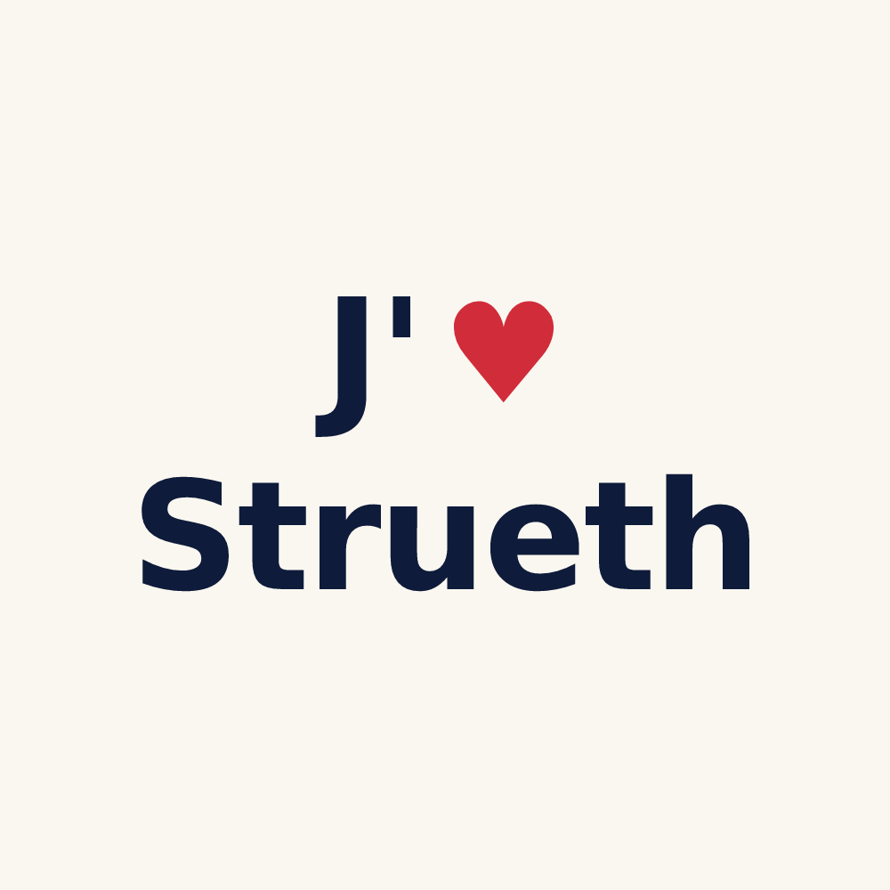 Tasse personnalisée Strueth — design J'aime Strueth