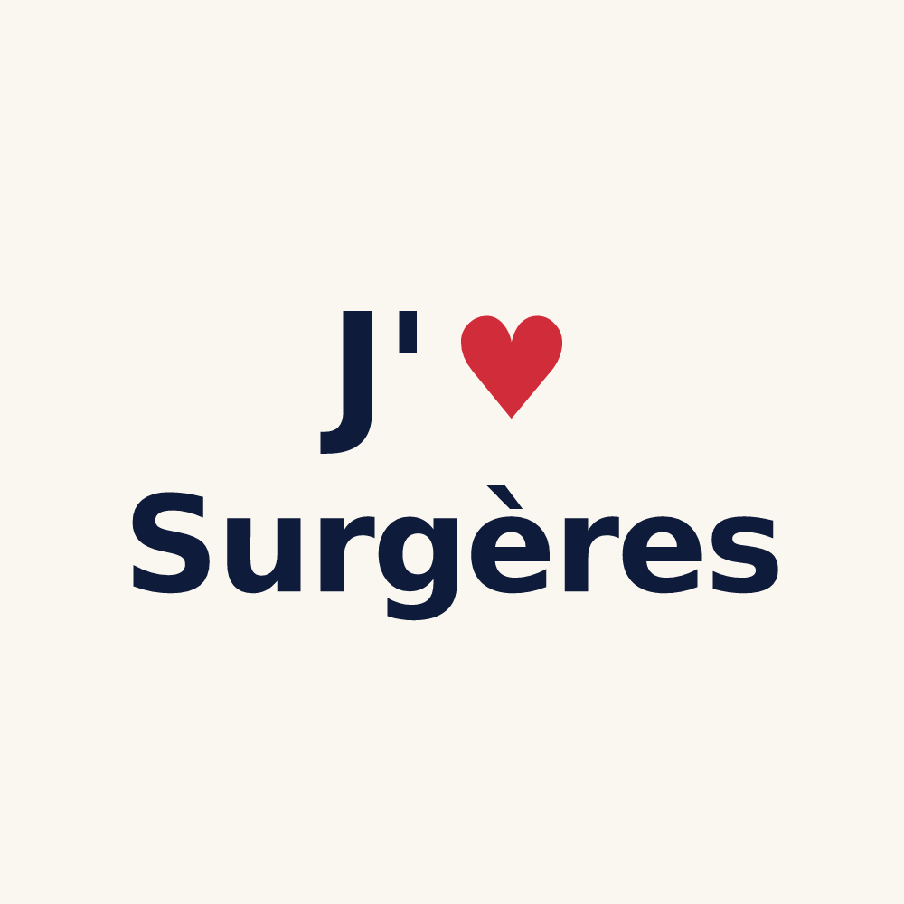 Tasse personnalisée Surgères — design J'aime Surgères