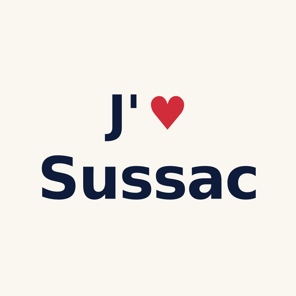 Tasse personnalisée Sussac — design J'aime Sussac