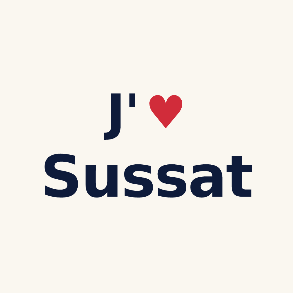 Tasse personnalisée Sussat — design « J'aime Sussat » imprimé sur la tasse