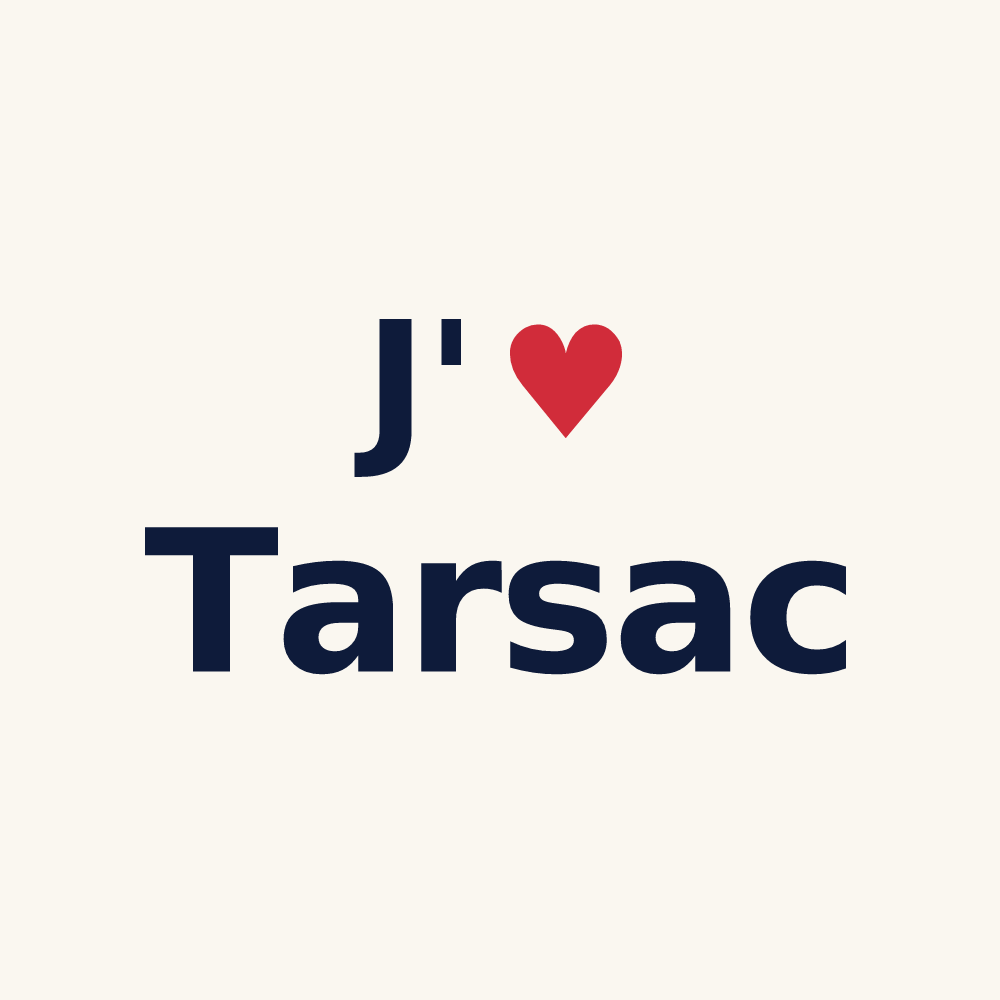 Tasse personnalisée Tarsac — design « J'aime Tarsac » imprimé sur la tasse