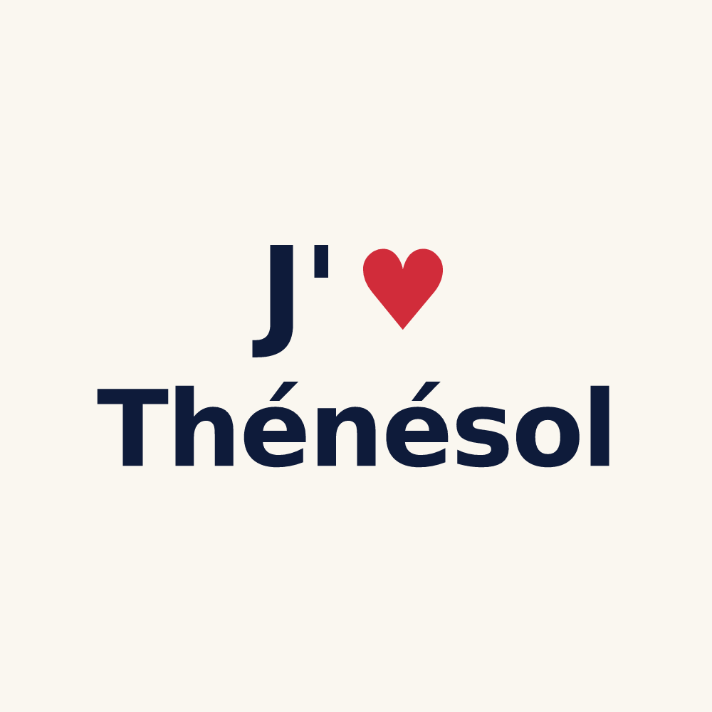 Tasse personnalisée Thénésol — design J'aime Thénésol