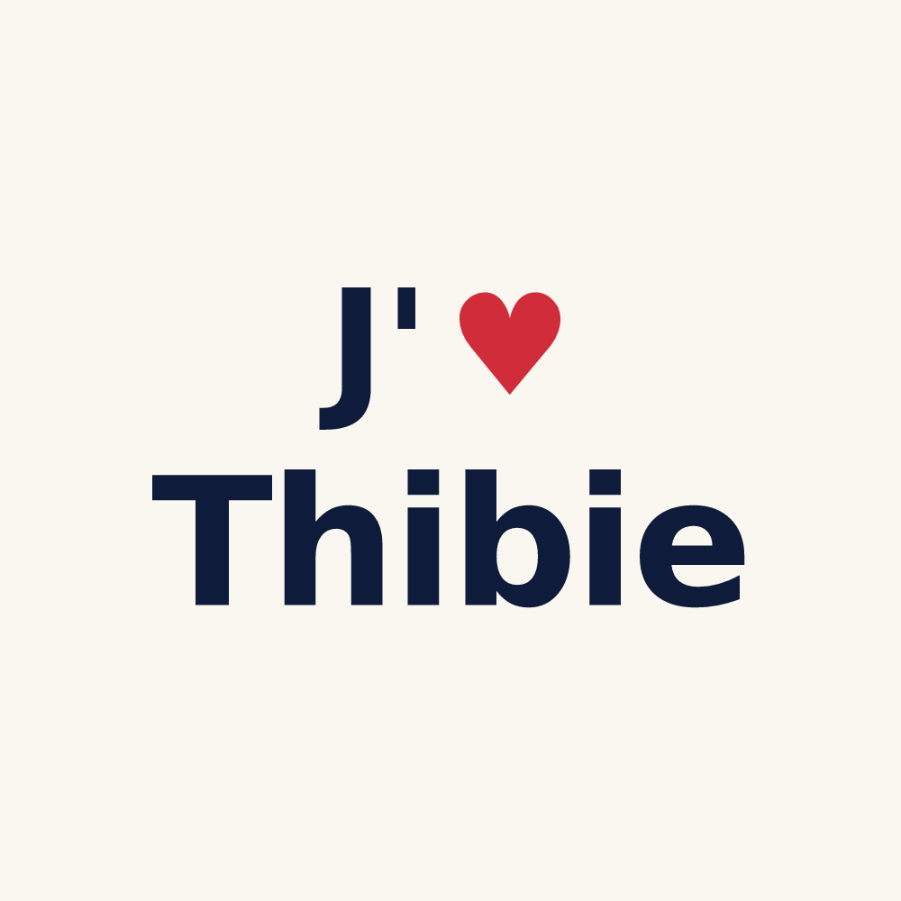 Tasse personnalisée Thibie — design J'aime Thibie
