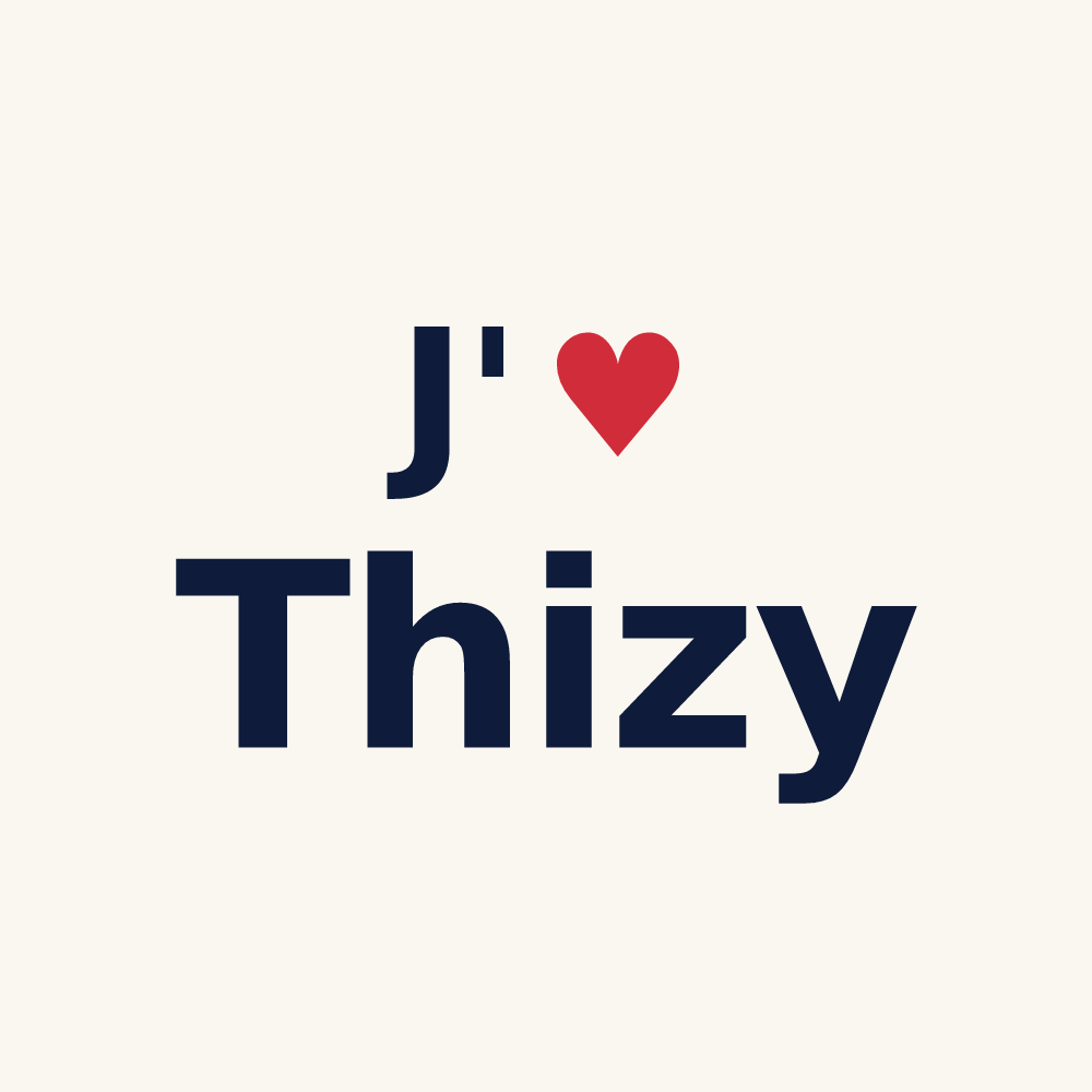 Tasse personnalisée Thizy — design J'aime Thizy