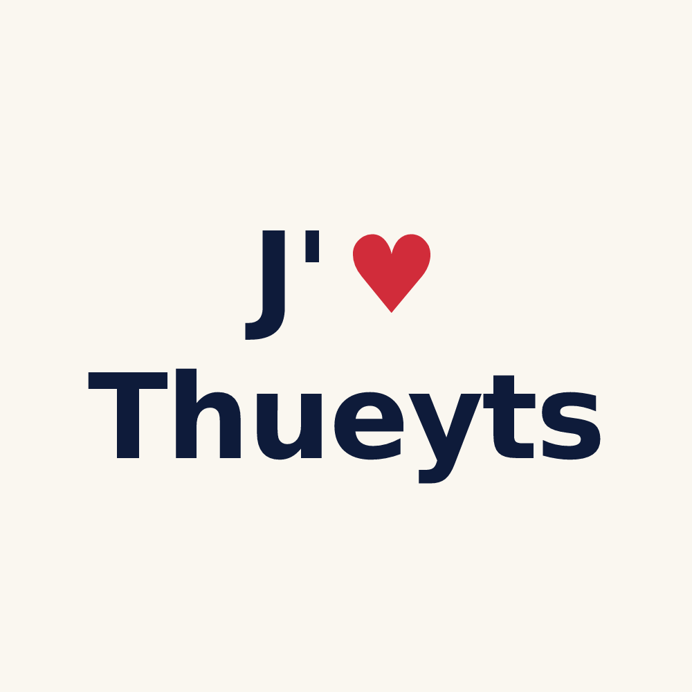 Tasse personnalisée Thueyts — design « J'aime Thueyts » imprimé sur la tasse