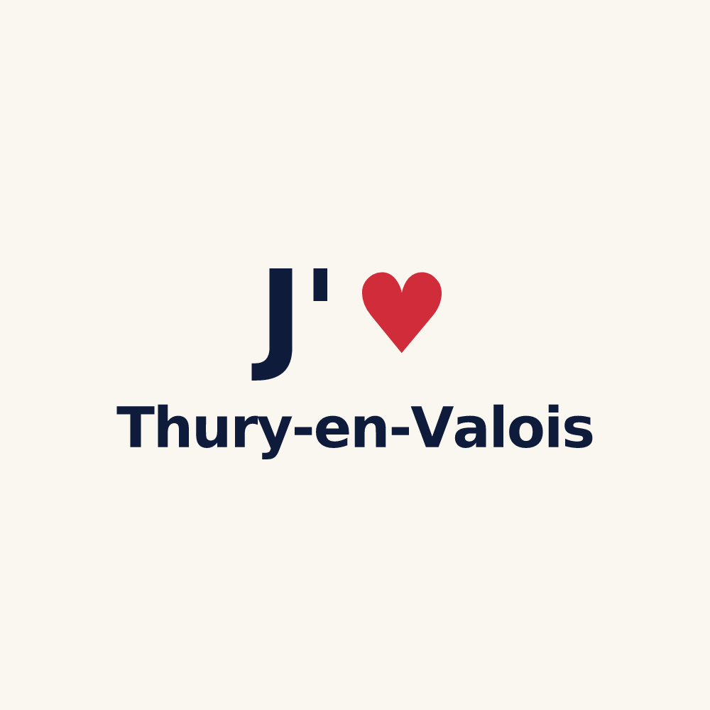 Tasse personnalisée Thury-en-Valois — design « J'aime Thury-en-Valois » imprimé sur la tasse