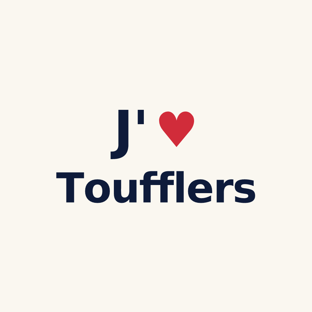 Tasse personnalisée Toufflers — design « J'aime Toufflers » imprimé sur la tasse