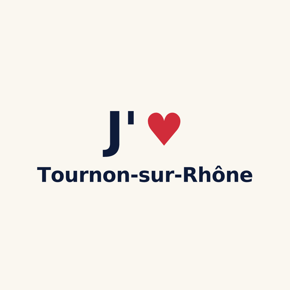 Tasse personnalisée Tournon-sur-Rhône — design « J'aime Tournon-sur-Rhône » imprimé sur la tasse