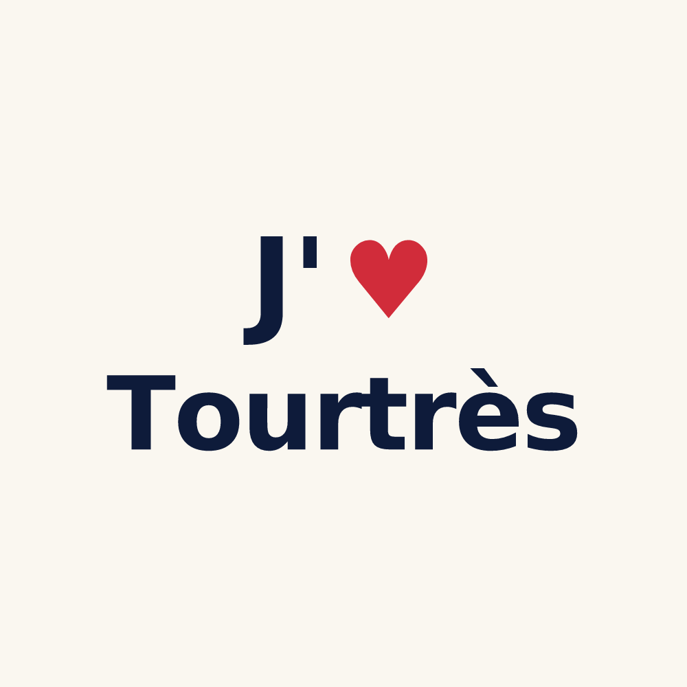 Tasse personnalisée Tourtrès — design « J'aime Tourtrès » imprimé sur la tasse
