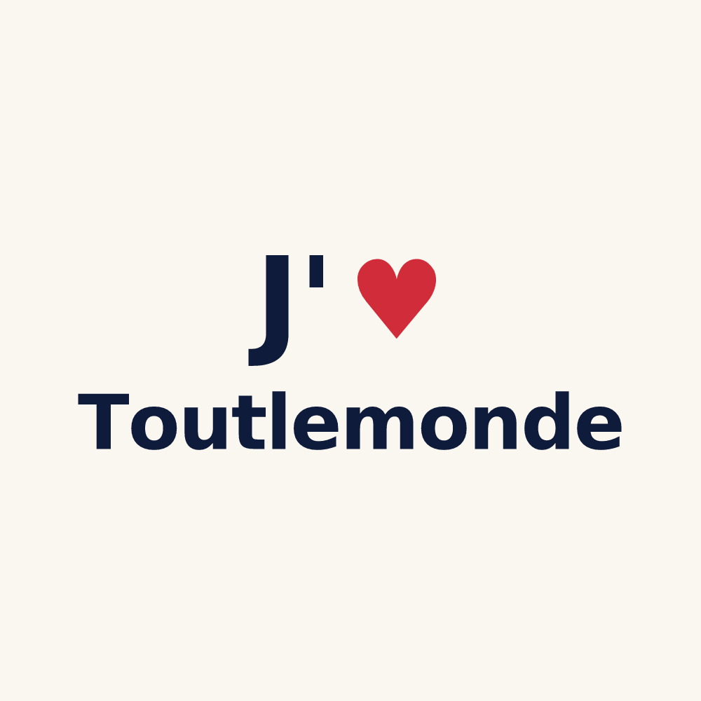 Tasse personnalisée Toutlemonde — design J'aime Toutlemonde