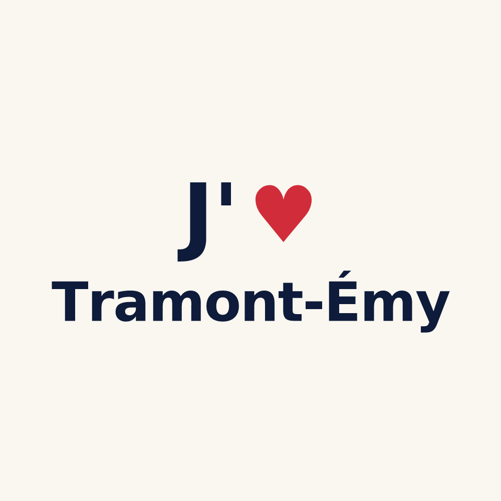 Tasse personnalisée Tramont-Émy — design « J'aime Tramont-Émy » imprimé sur la tasse