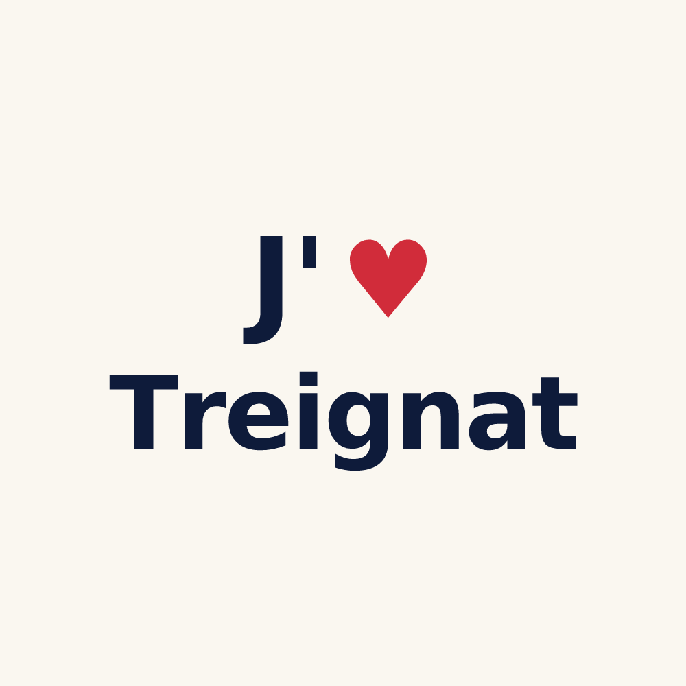 Tasse personnalisée Treignat — design J'aime Treignat