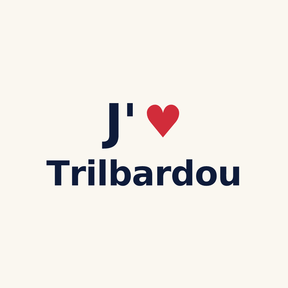 Tasse personnalisée Trilbardou — design « J'aime Trilbardou » imprimé sur la tasse