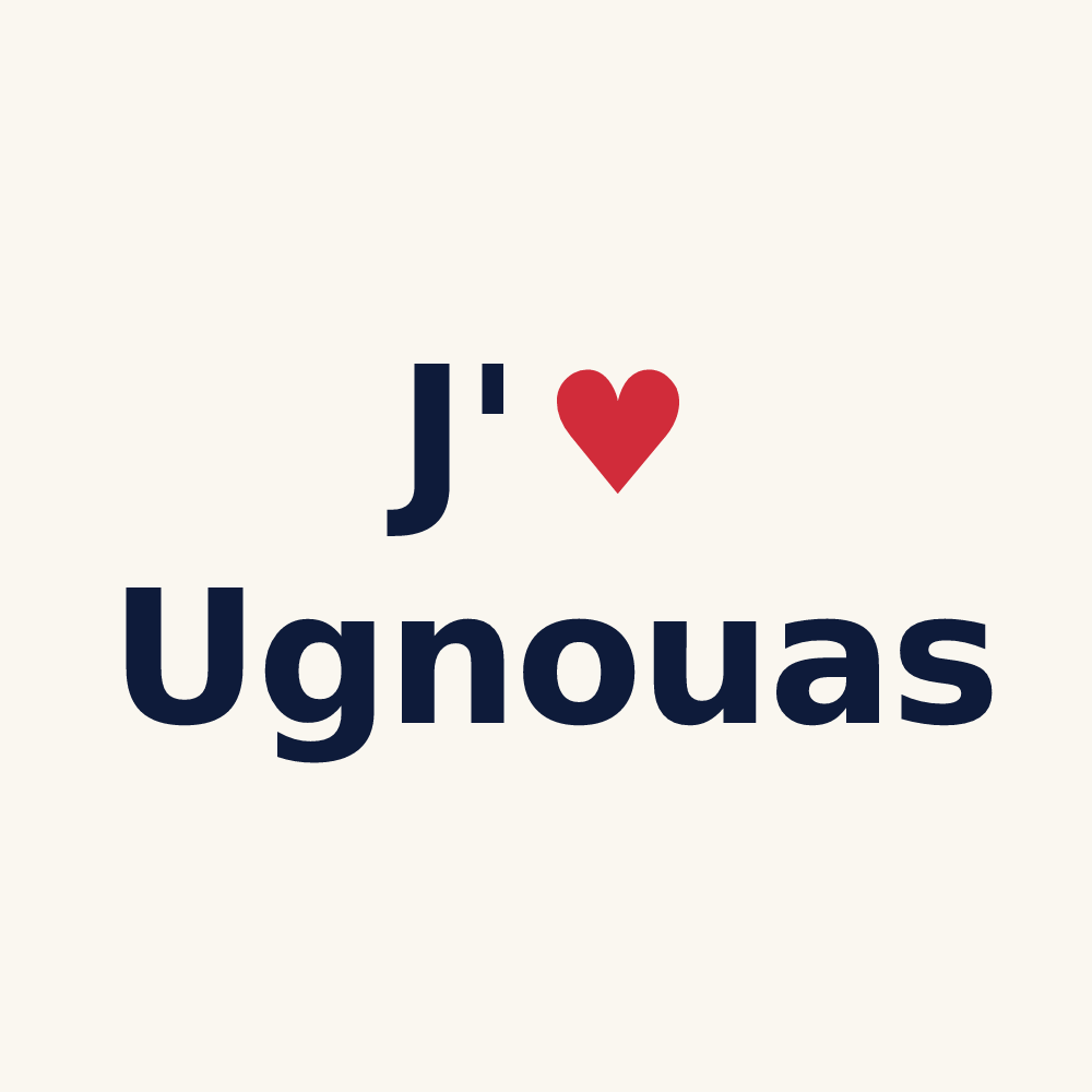 Tasse personnalisée Ugnouas — design « J'aime Ugnouas » imprimé sur la tasse