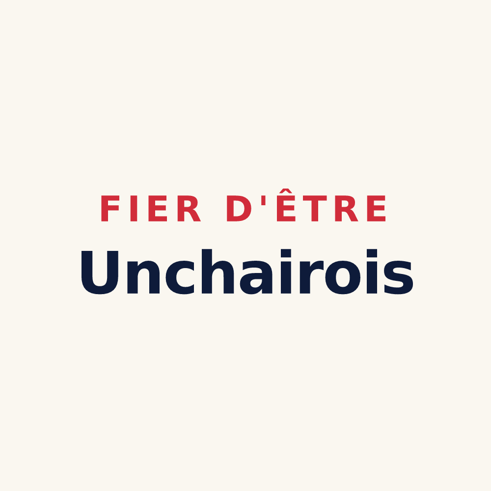 Tasse « Fier d'être Unchairois » — design pour Unchair