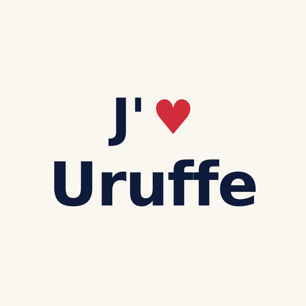 Tasse personnalisée Uruffe — design « J'aime Uruffe » imprimé sur la tasse