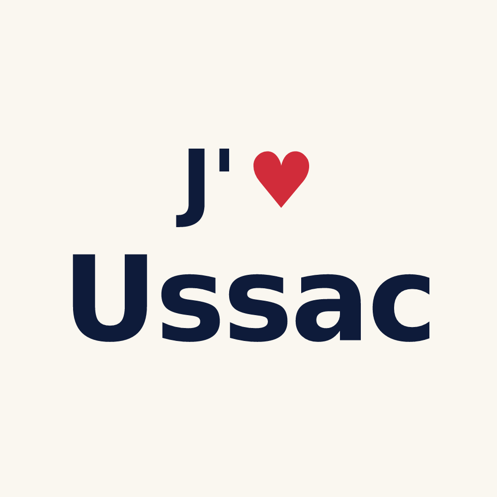 Tasse personnalisée Ussac — design J'aime Ussac