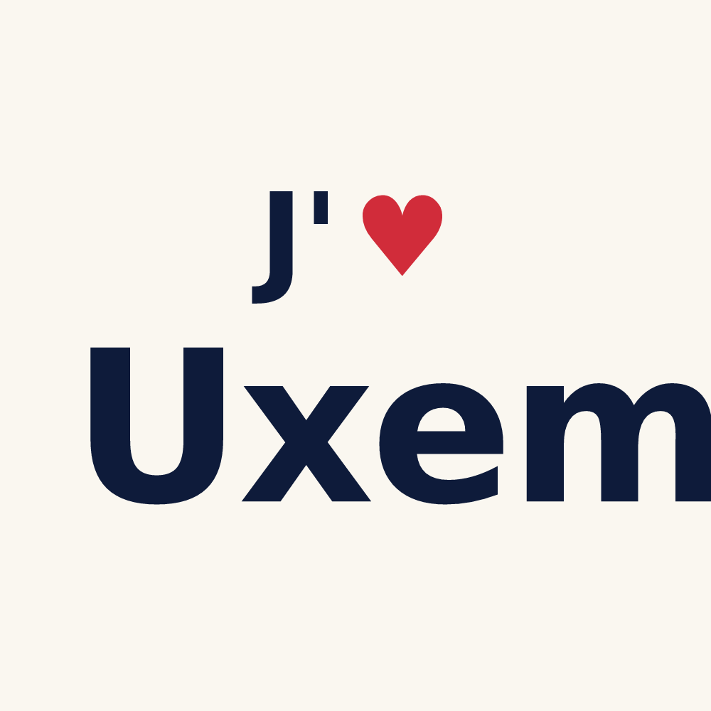 Tasse personnalisée Uxem — design « J'aime Uxem » imprimé sur la tasse
