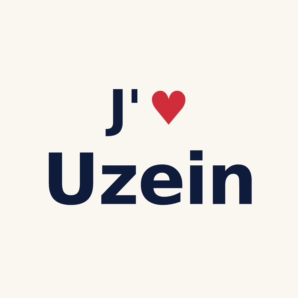 Tasse personnalisée Uzein — design « J'aime Uzein » imprimé sur la tasse