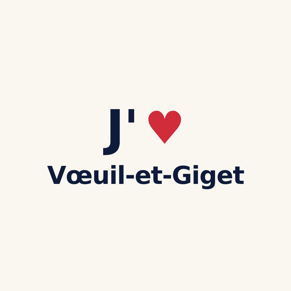 Tasse personnalisée Vœuil-et-Giget — design J'aime Vœuil-et-Giget