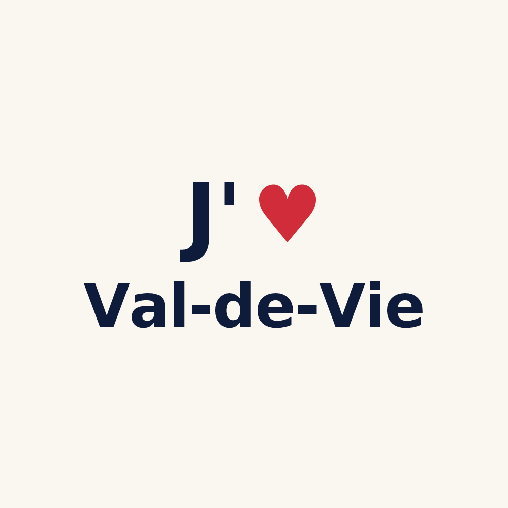 Tasse personnalisée Val-de-Vie — design J'aime Val-de-Vie