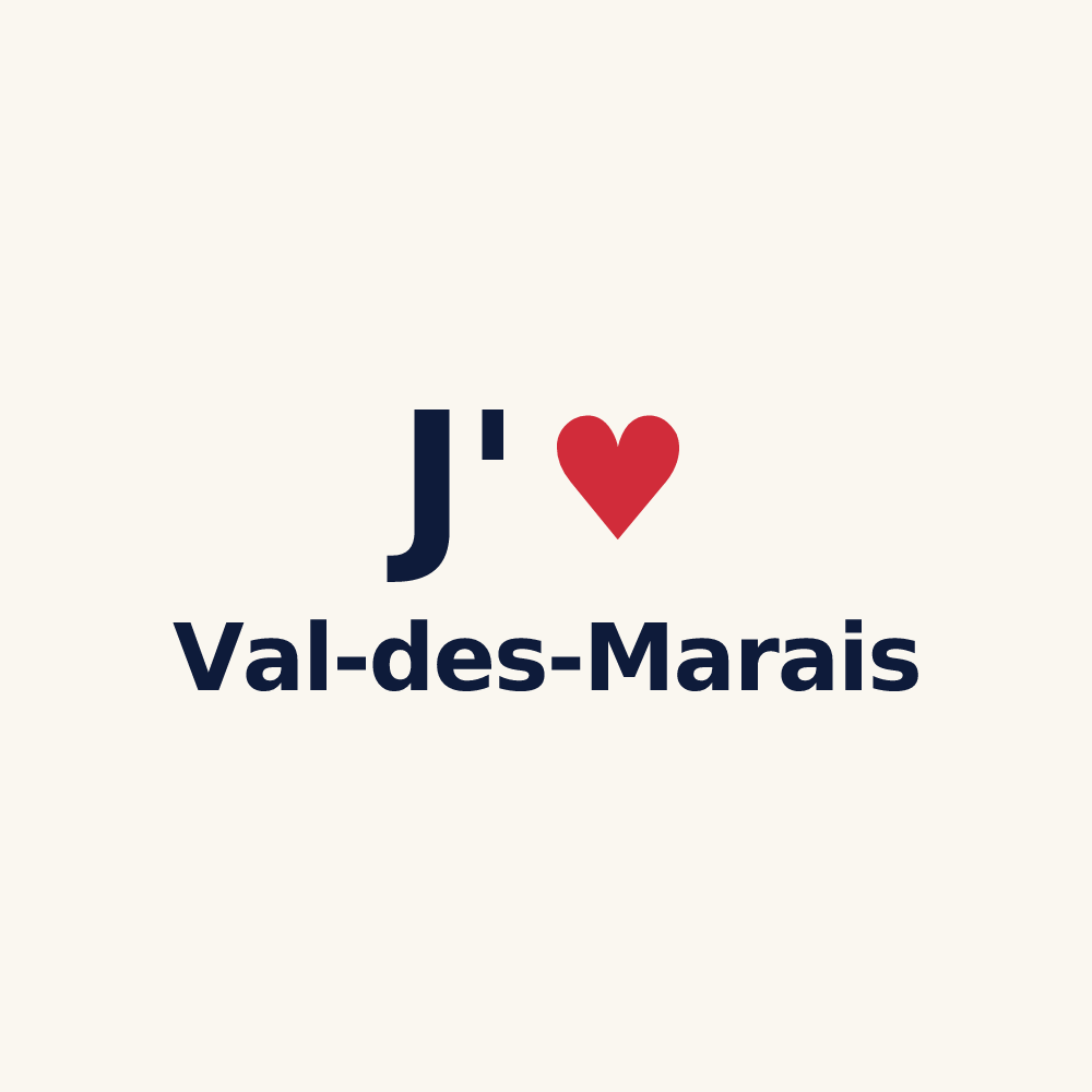 Tasse personnalisée Val-des-Marais — design J'aime Val-des-Marais
