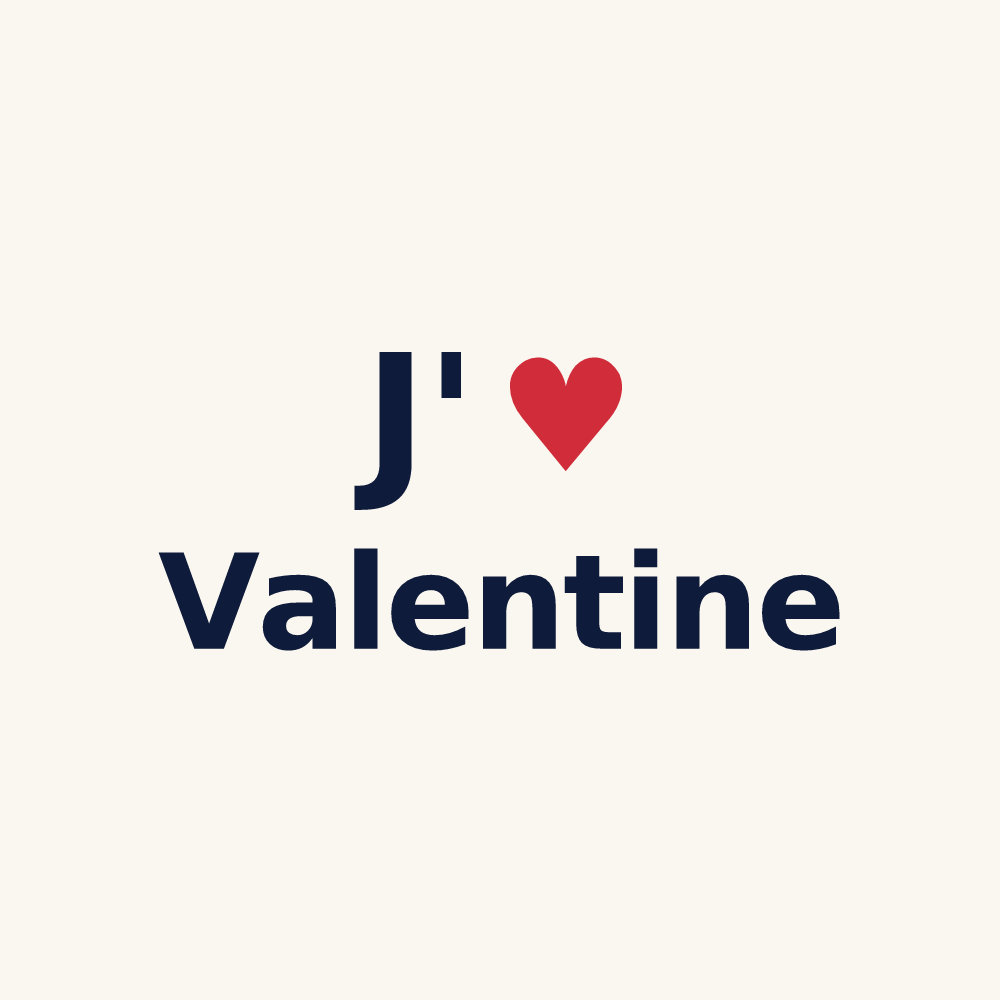 Tasse personnalisée Valentine — design J'aime Valentine