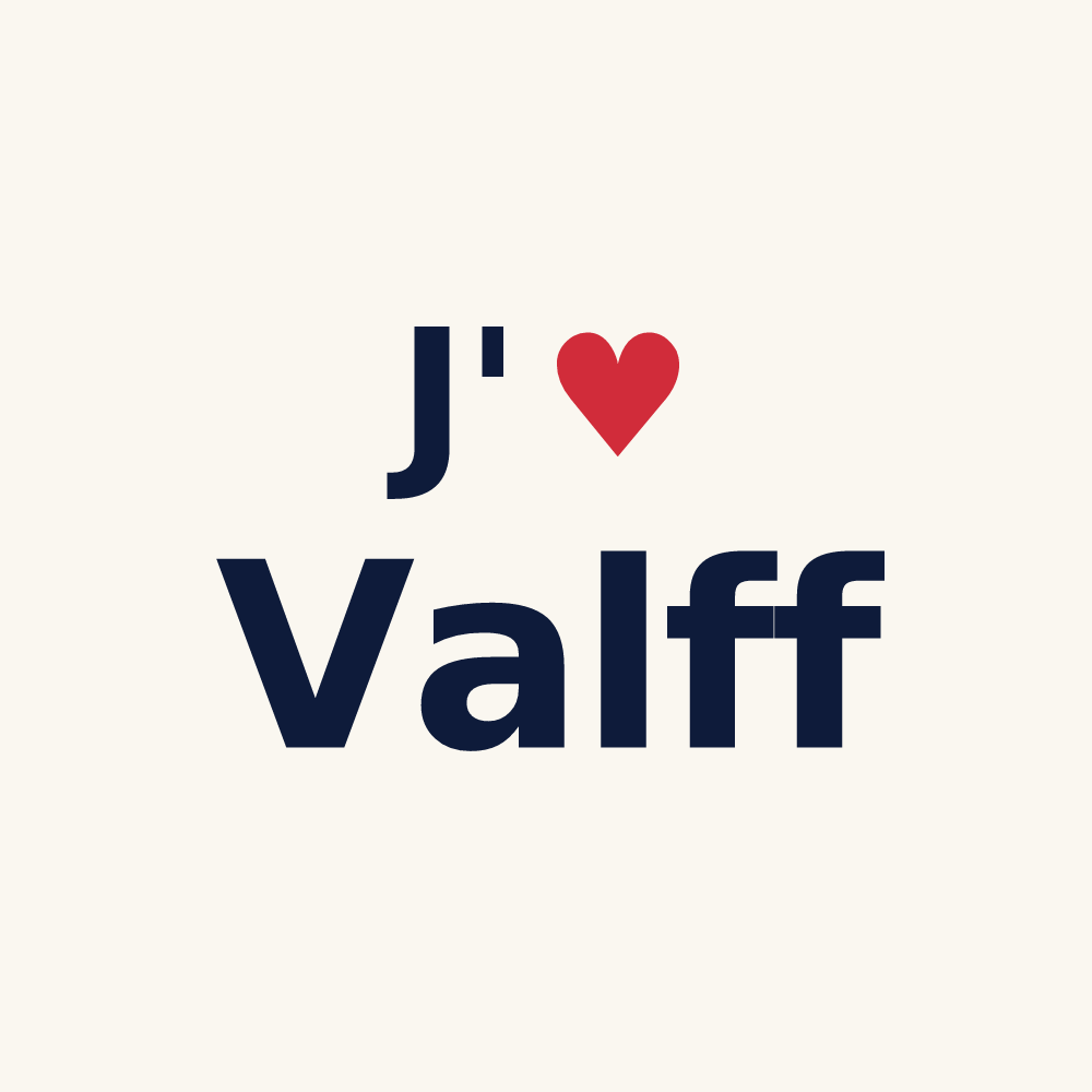 Tasse personnalisée Valff — design « J'aime Valff » imprimé sur la tasse