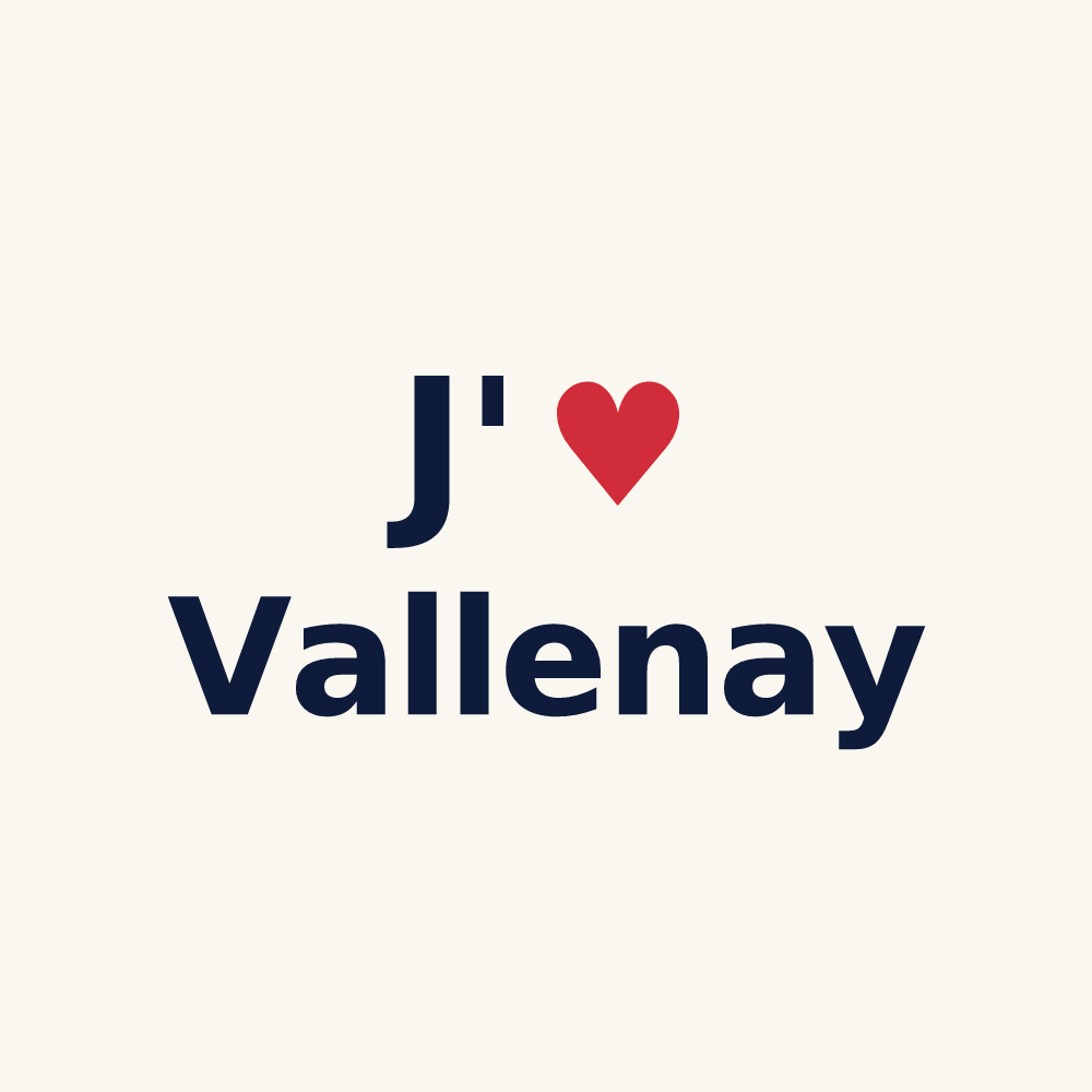 Tasse personnalisée Vallenay — design « J'aime Vallenay » imprimé sur la tasse