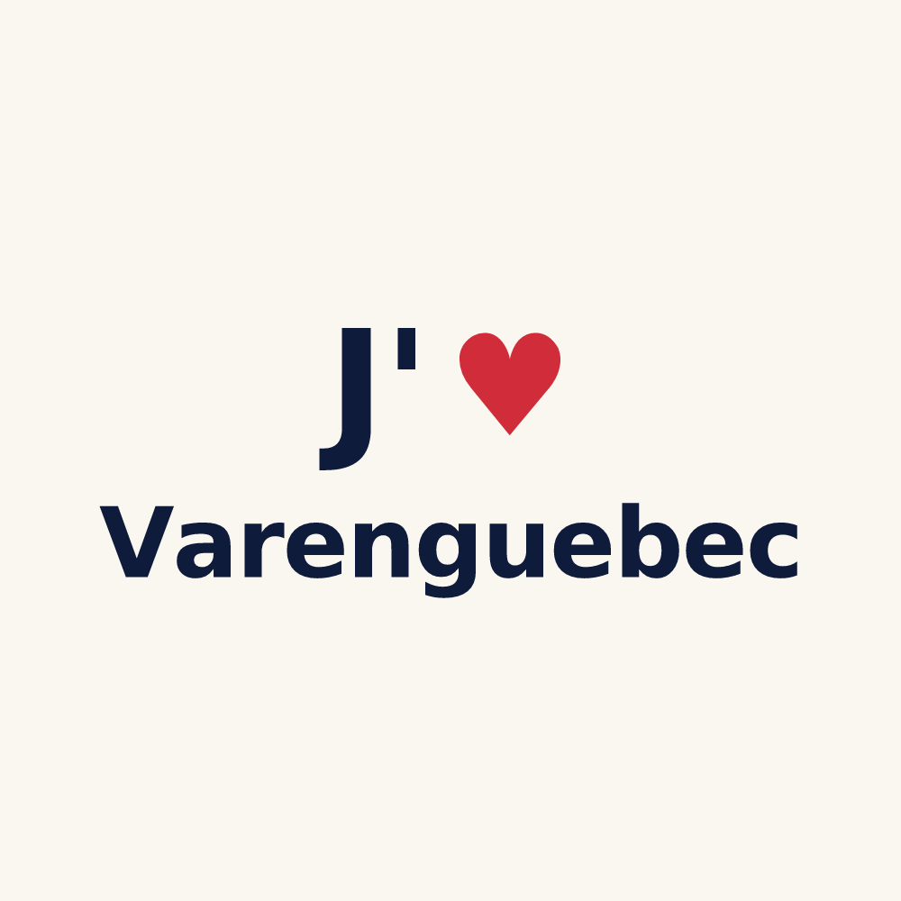 Tasse personnalisée Varenguebec — design J'aime Varenguebec