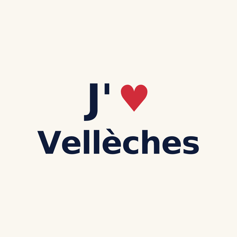 Tasse personnalisée Vellèches — design « J'aime Vellèches » imprimé sur la tasse