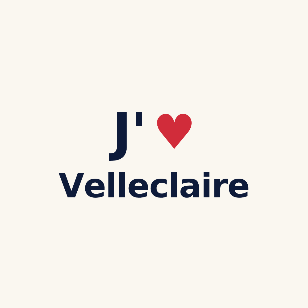 Tasse personnalisée Velleclaire — design « J'aime Velleclaire » imprimé sur la tasse