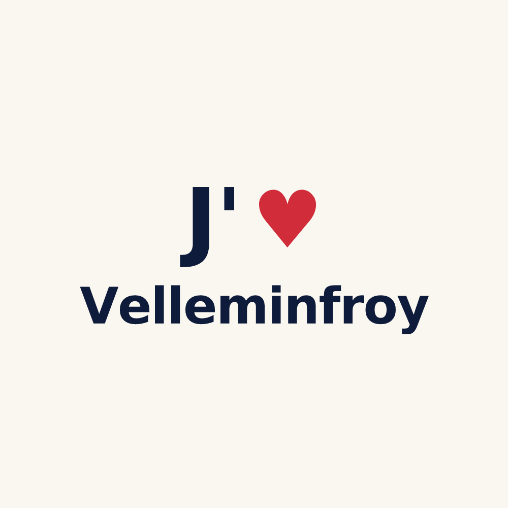 Tasse personnalisée Velleminfroy — design « J'aime Velleminfroy » imprimé sur la tasse
