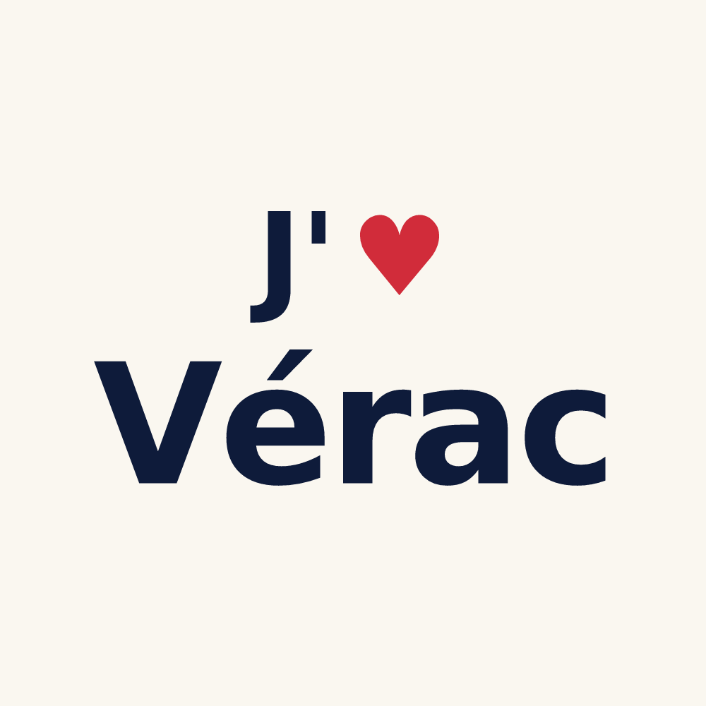 Tasse personnalisée Vérac — design « J'aime Vérac » imprimé sur la tasse