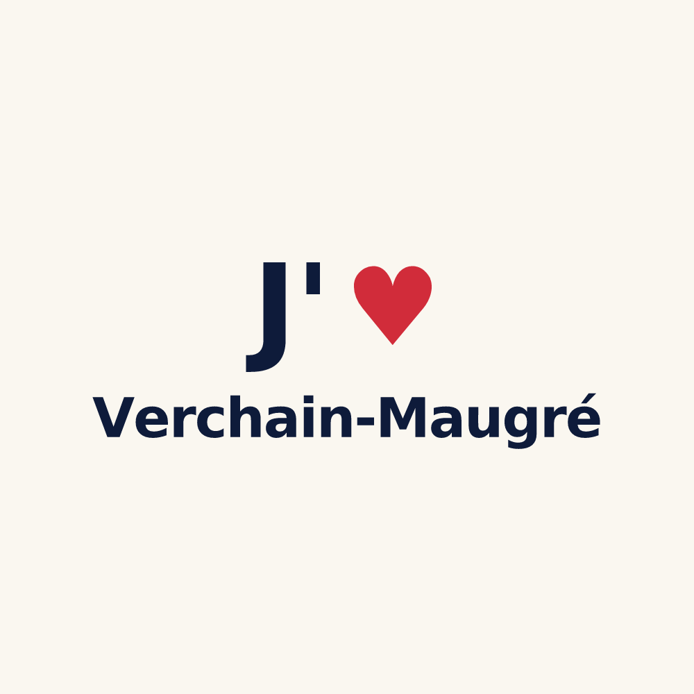 Tasse personnalisée Verchain-Maugré — design « J'aime Verchain-Maugré » imprimé sur la tasse