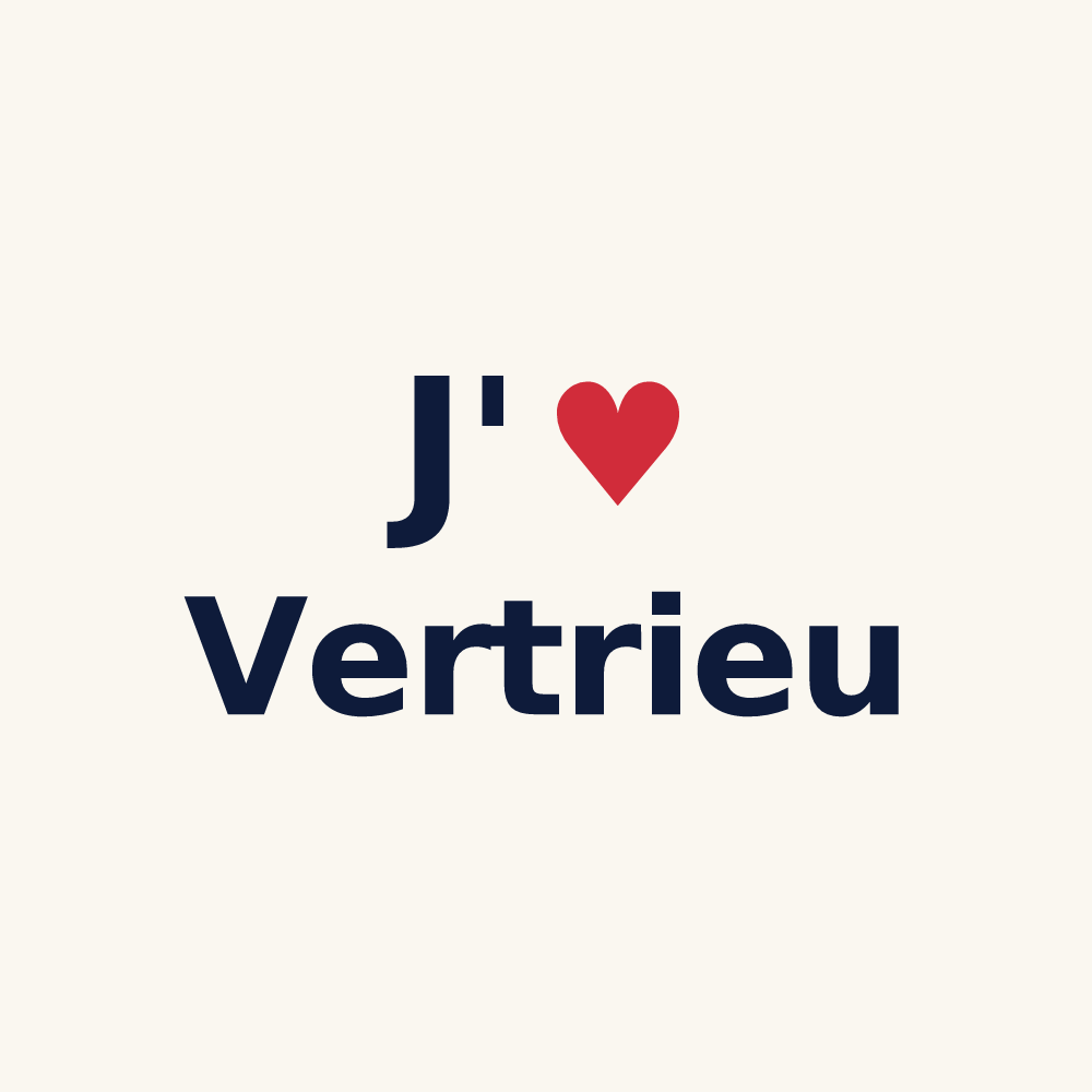 Tasse personnalisée Vertrieu — design « J'aime Vertrieu » imprimé sur la tasse
