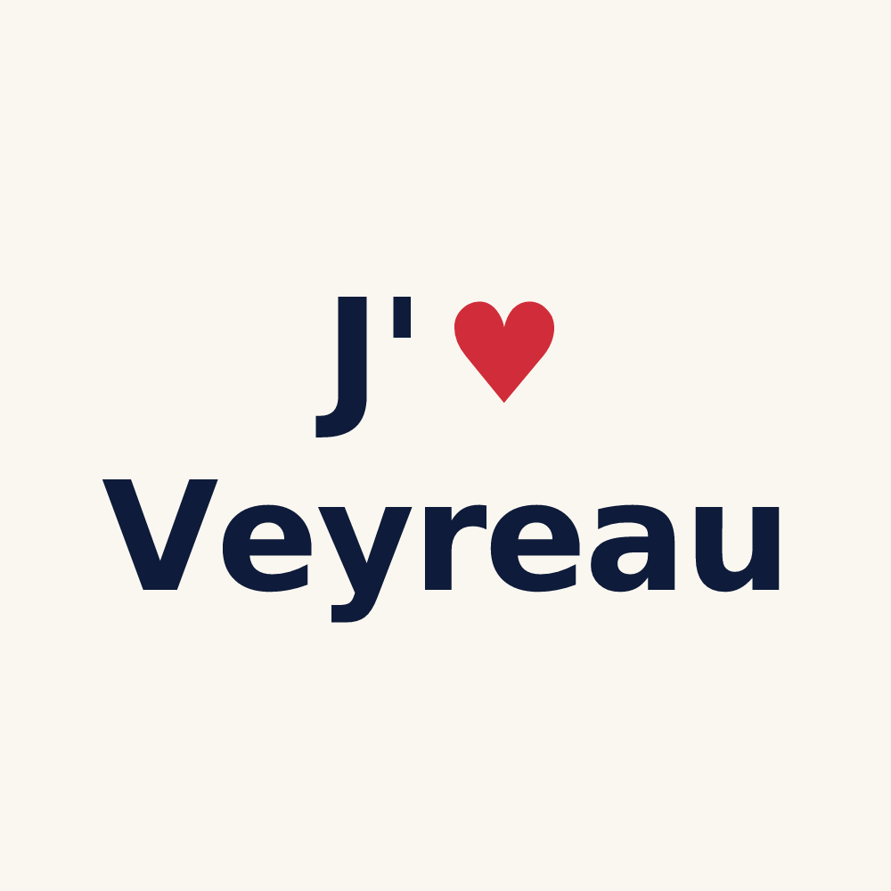 Tasse personnalisée Veyreau — design « J'aime Veyreau » imprimé sur la tasse