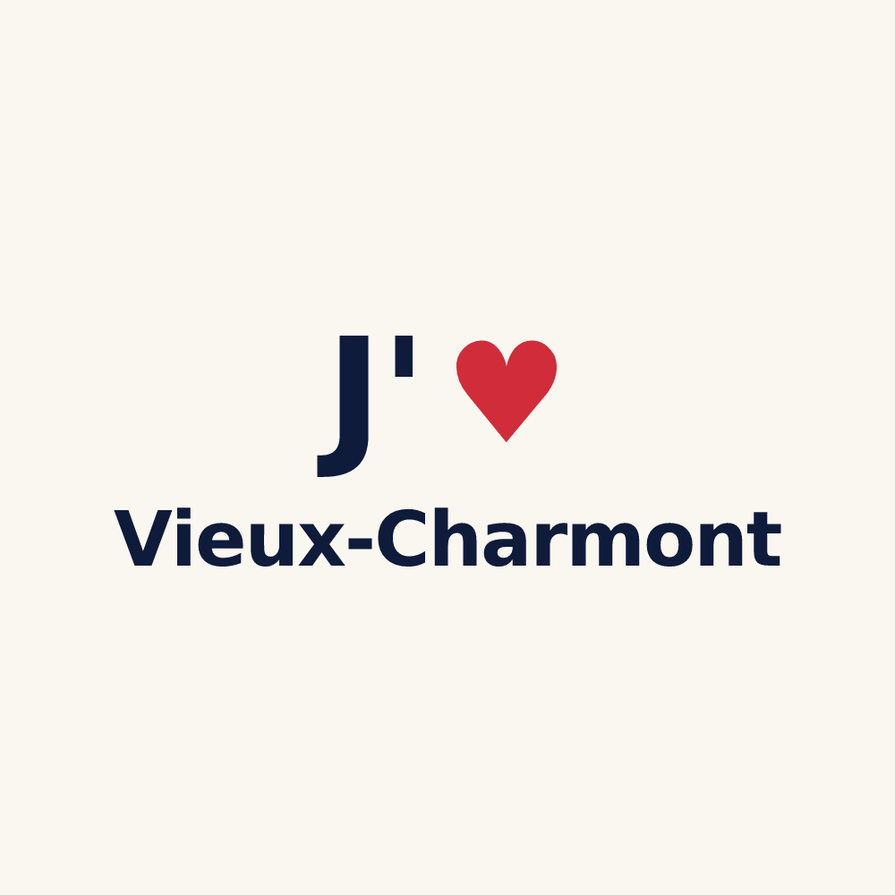 Tasse personnalisée Vieux-Charmont — design « J'aime Vieux-Charmont » imprimé sur la tasse