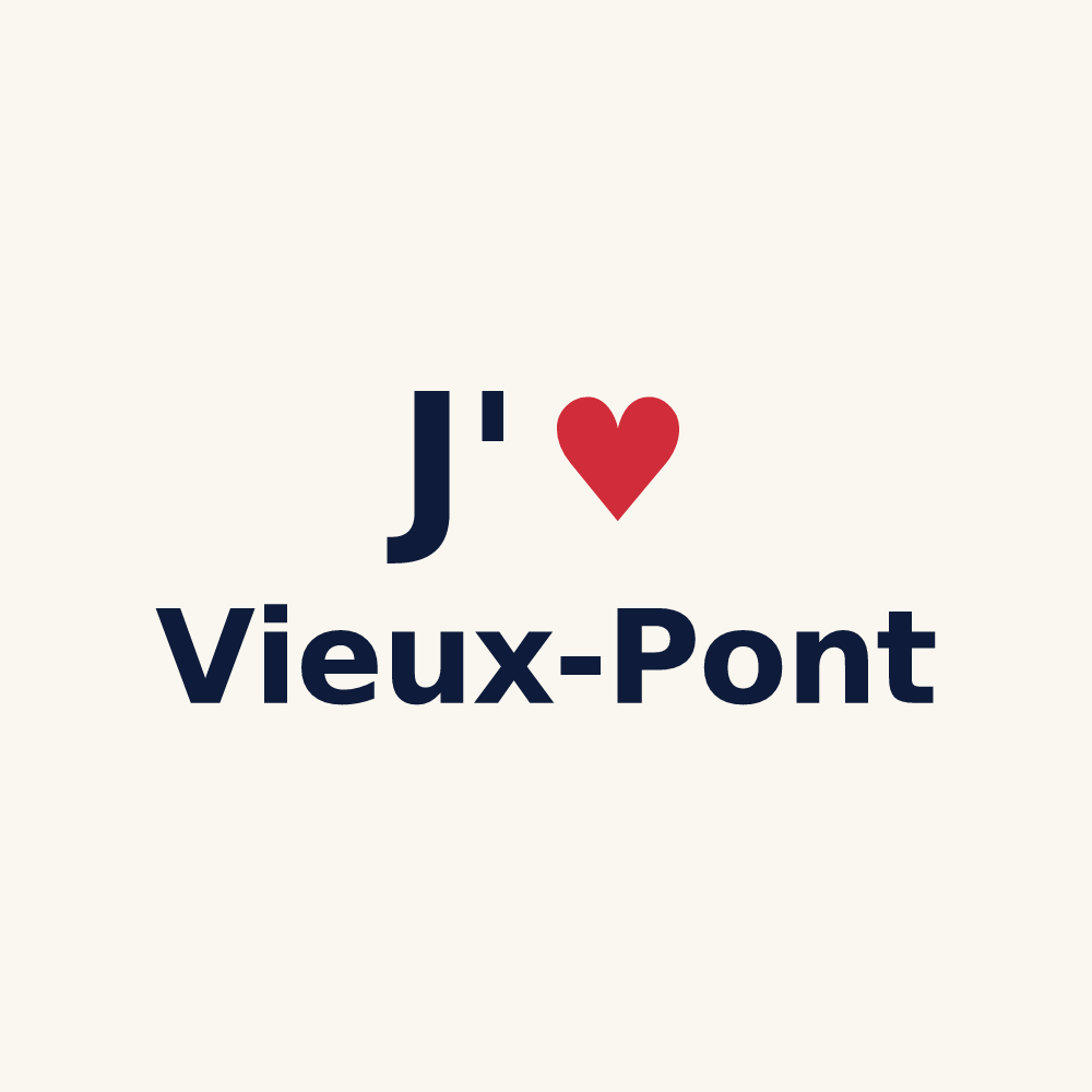Tasse personnalisée Vieux-Pont — design « J'aime Vieux-Pont » imprimé sur la tasse