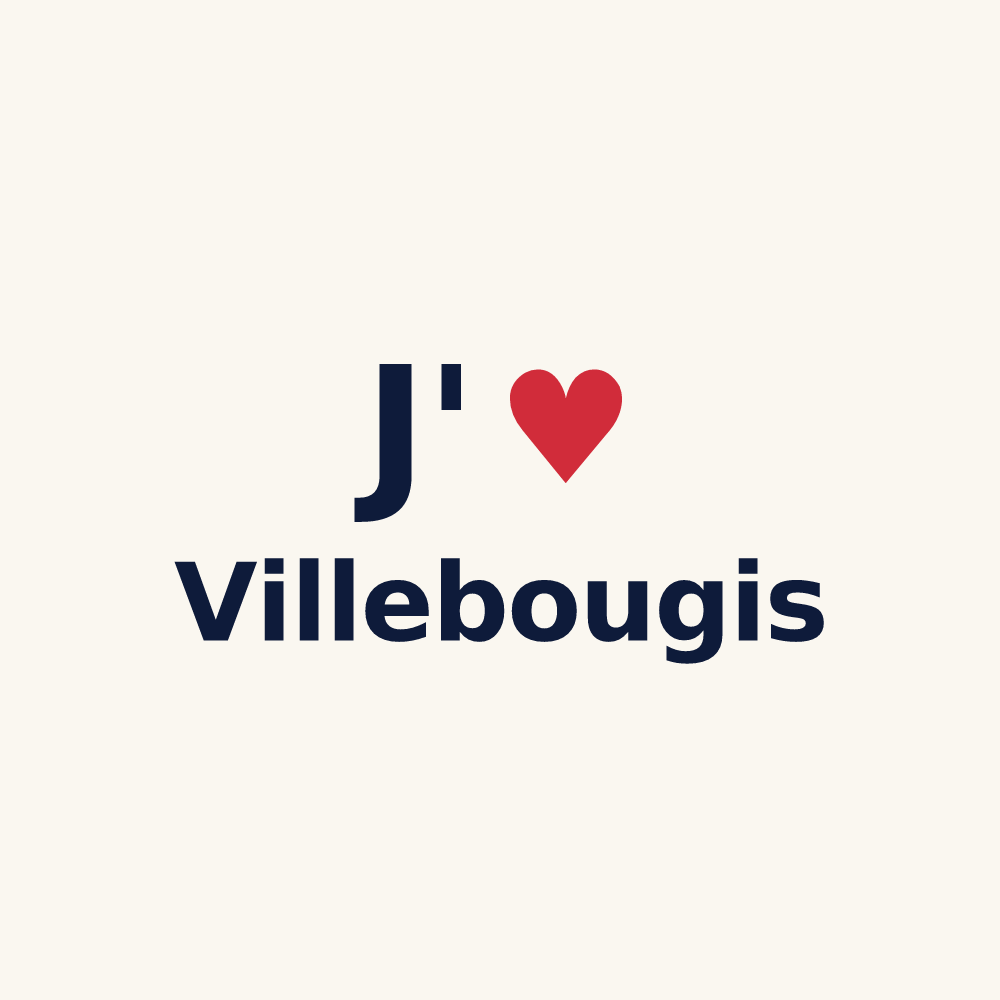 Tasse personnalisée Villebougis — design J'aime Villebougis