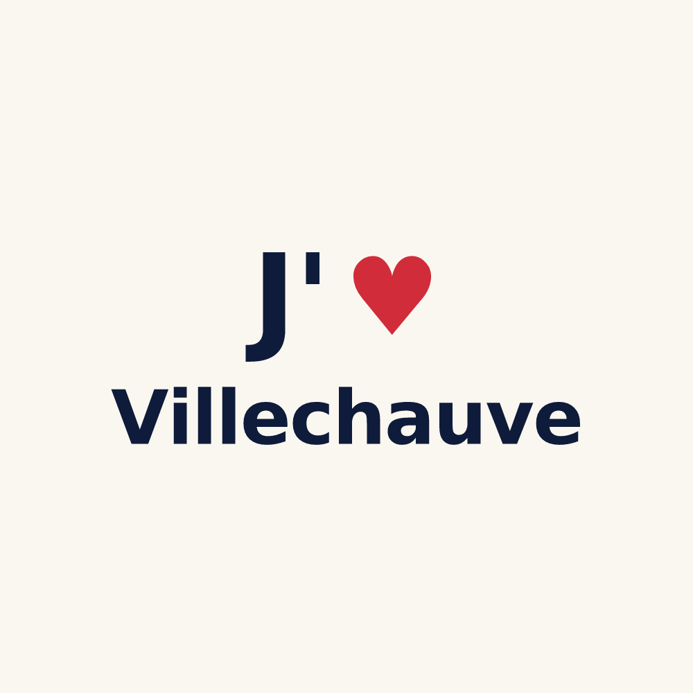 Tasse personnalisée Villechauve — design J'aime Villechauve