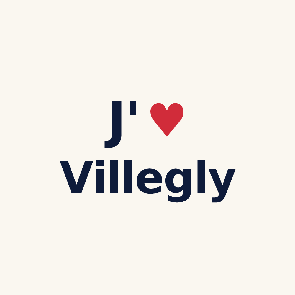 Tasse personnalisée Villegly — design J'aime Villegly