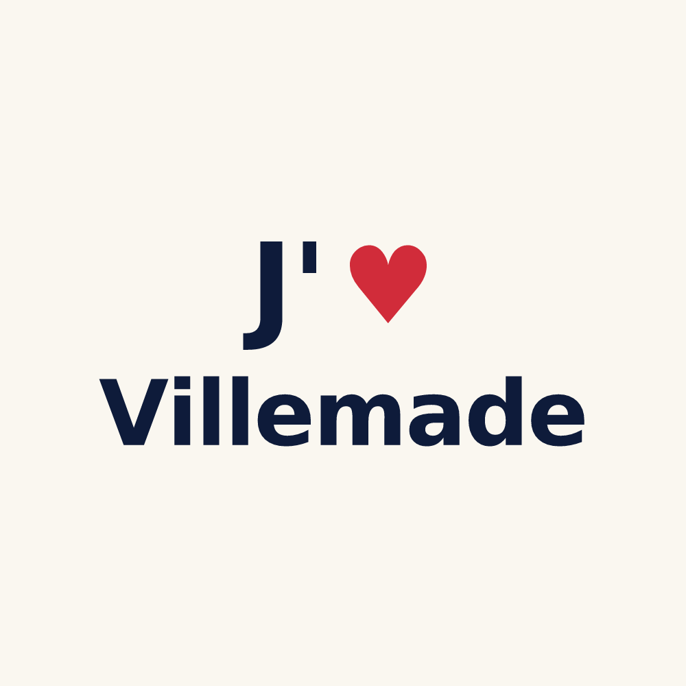 Tasse personnalisée Villemade — design « J'aime Villemade » imprimé sur la tasse